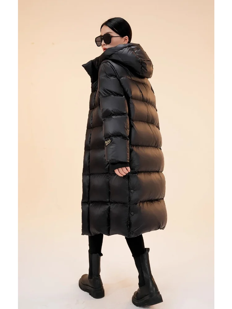 Long Hooded Duck Down Coats for Men and Women, Thick Jackets, Oversize, Couples, Winter