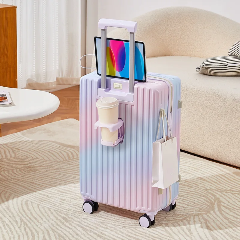 Petite valise de couleur dégradée fraîche pour femme, nouvelle boîte de voyage à roulettes de haute valeur esthétique de 20 pouces, boîte à mot de