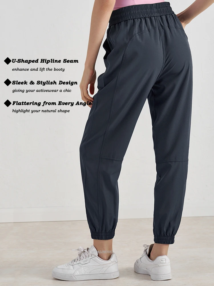VITALINOVO Women's Lightweight Joggers Pants with Pockets Quick Dry Hiking Running Pants Athletic Workout Track Casual Sweatpant