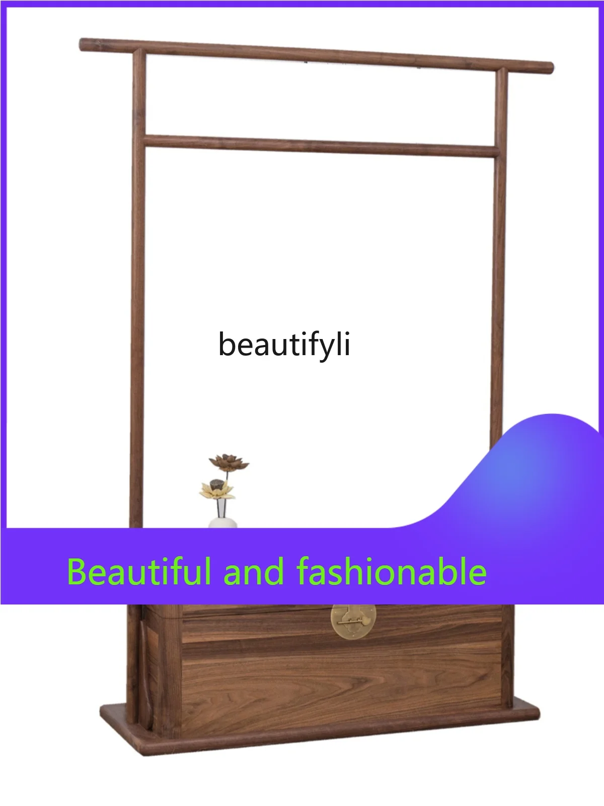 

North America Black Walnut Solid Wood Coat Rack New Chinese Floor Clothes Rack Zen Bedroom Coat Rack