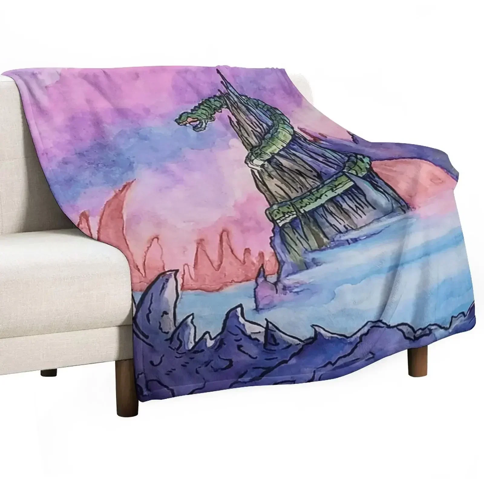 

Snake Mountain in Watercolor Throw Blanket cosplay anime Soft Big Blankets