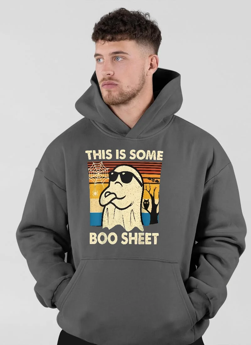 سترة بغطاء للرأس برسومات منفعلة للرجال - بلوفر "Boo Sheet" ذو طابع خاص لأزياء الشارع وعشاق الملابس غير الرسمية