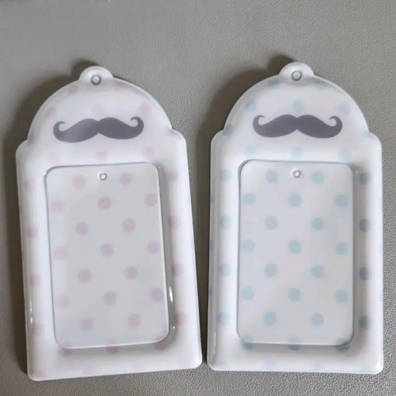 Polka Dot Mustache Print Card Holder PVC Kpop Idol 3 Inch Photocard Meal Card School ID Card Storage Display Pendant