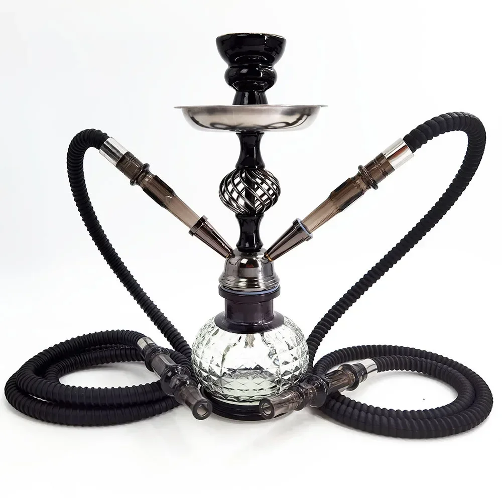 Mini Portable Metal Hookah Smoking Pipes Double Tubes Single Pipe Arabian Shisha Set Hooka Grass Full Lighters Accessories Home