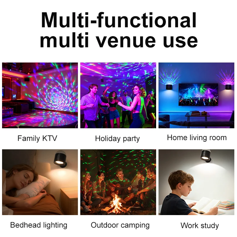 أضواء حائط مبتكرة مزدوجة الرأس مع أضواء جو للتحكم عن بعد، أضواء كروية ديسكو، ثلاثة درجات حرارة ألوان قابلة للتعديل