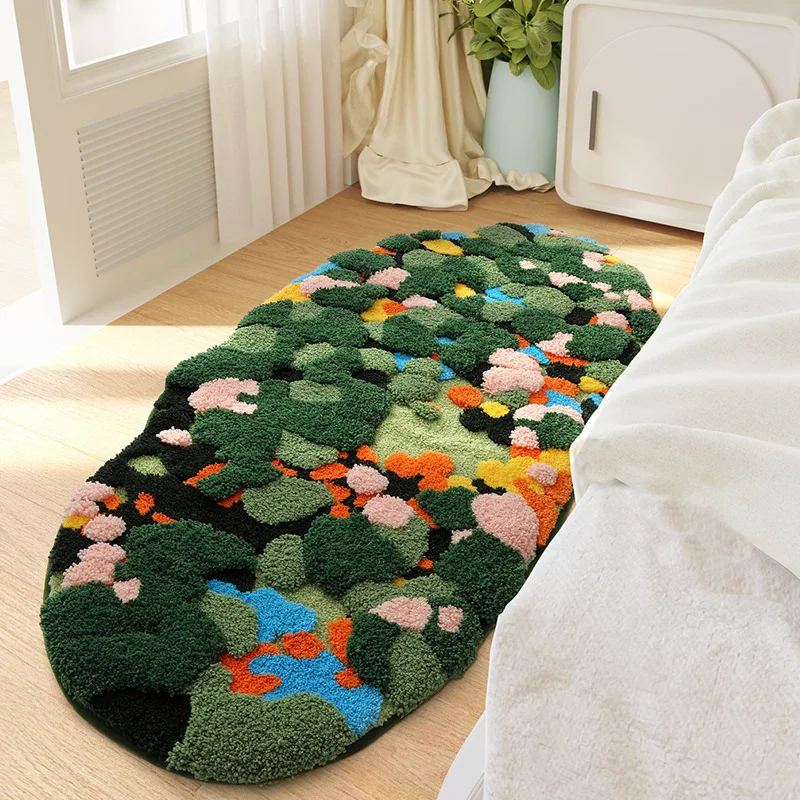 

Forest Moss Rug, Premium Flocked Bedroom Living Room Decor Carpet, 3D Textured Surface, Handcrafted High-Density Weave