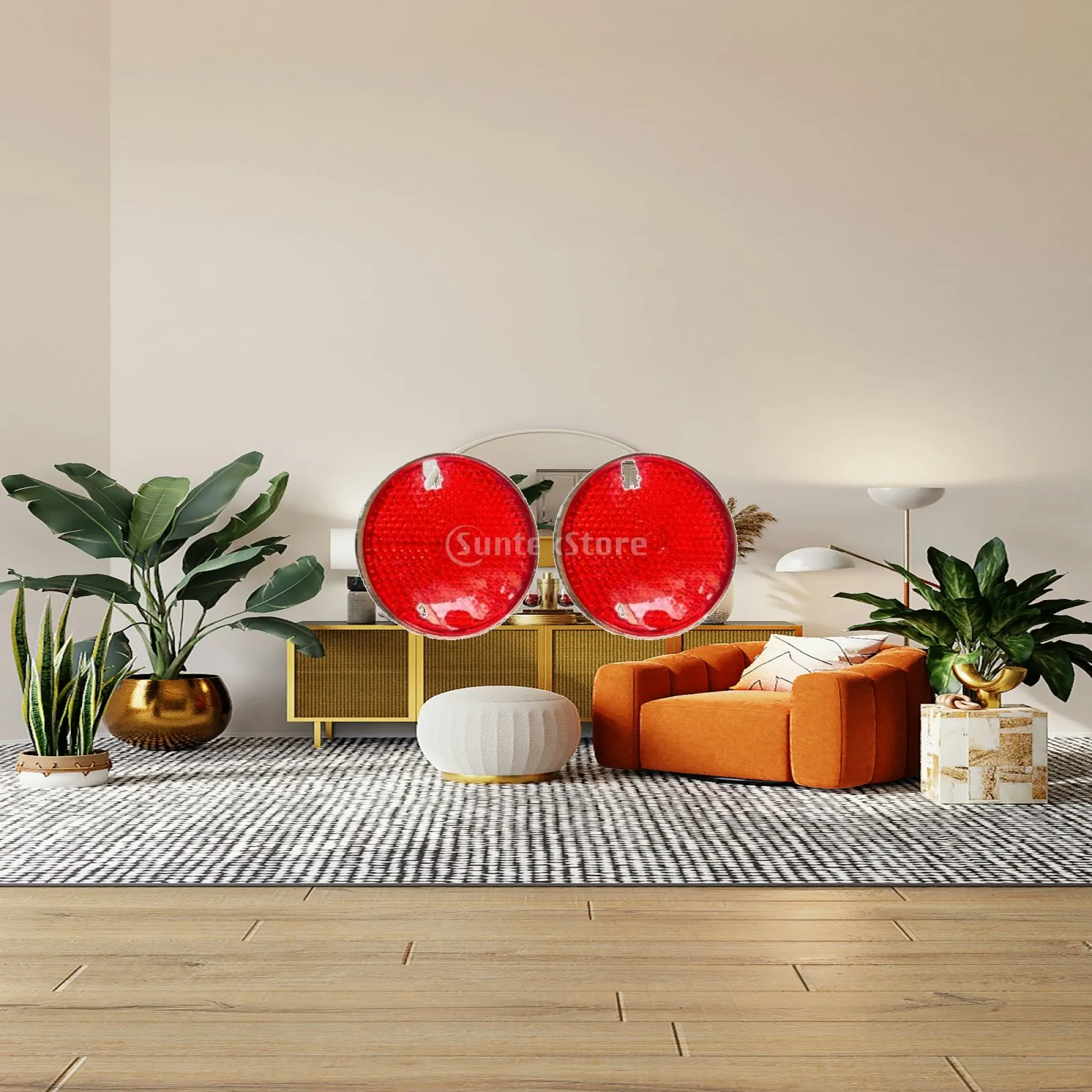Reflective Warning Reflector Pair Red Round Mirror Style Durable Parts for Motorcycle Cycle and Electric Bike Use