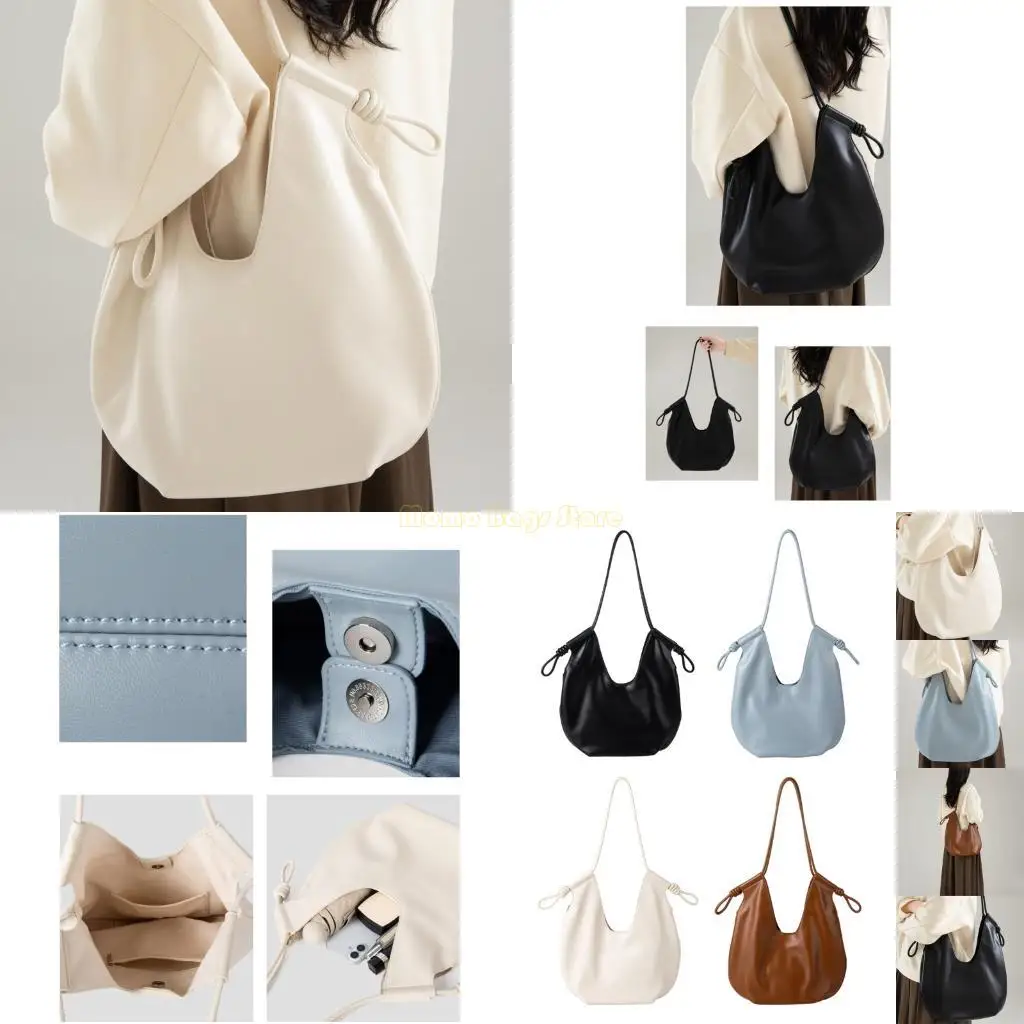 

X90D Women Bag PU Leather Armpit Bag Large Capacity Handbag Commuting Bag Simple Underarm Bag Korean Shoulder Bag