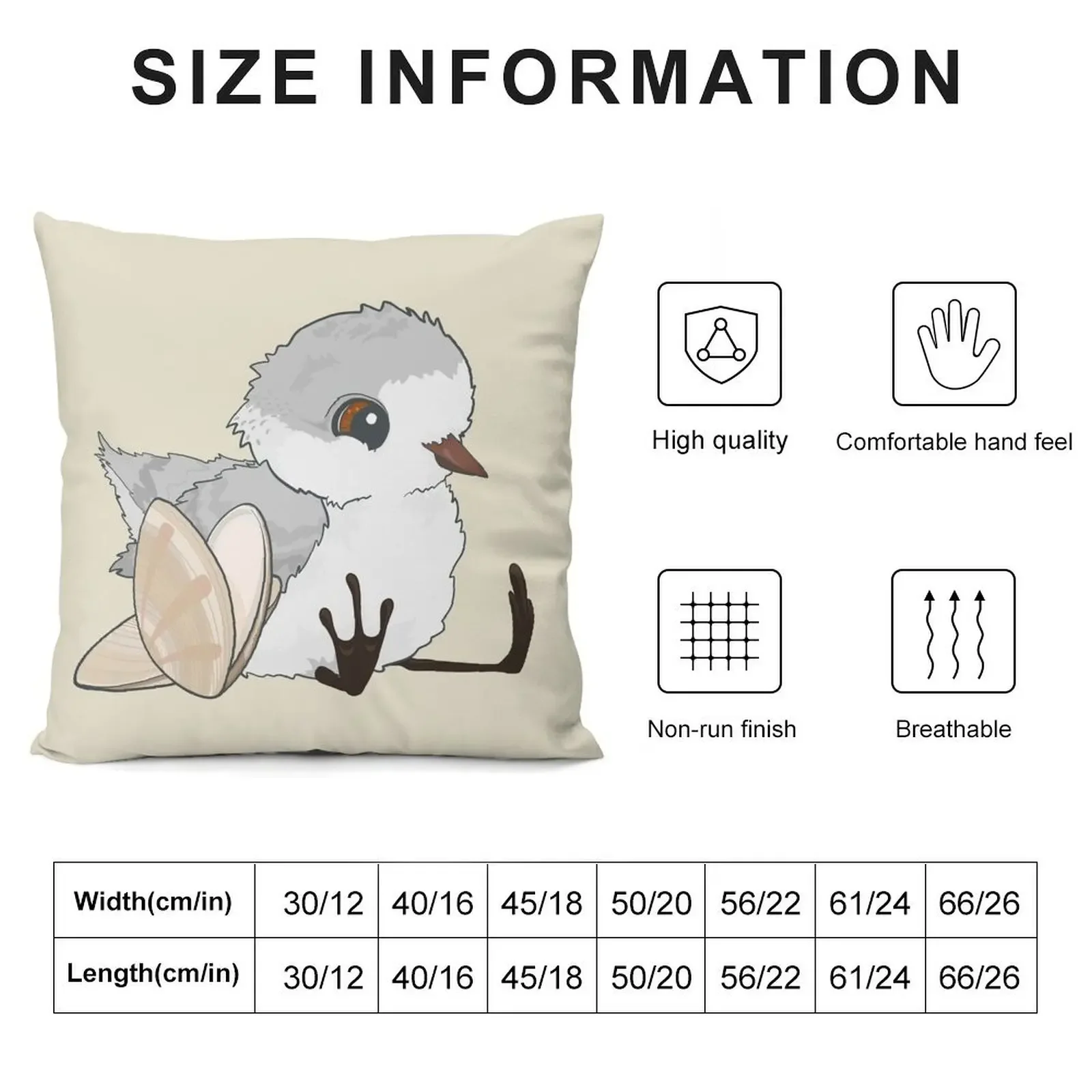 Piper - Baby Sandpiper with Shells Throw Pillow Sofa Decorative Covers Pillowcases Bed Cushions pillow