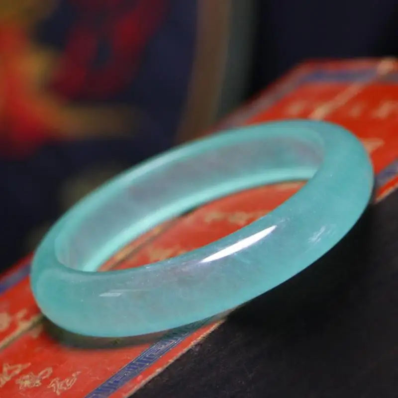 Sky Blue Jade Bangle Bracelet Women Fine Jewelry Genuine Myanmar Jadeite With Certificate Grade A Burma Ice Jades Bangles