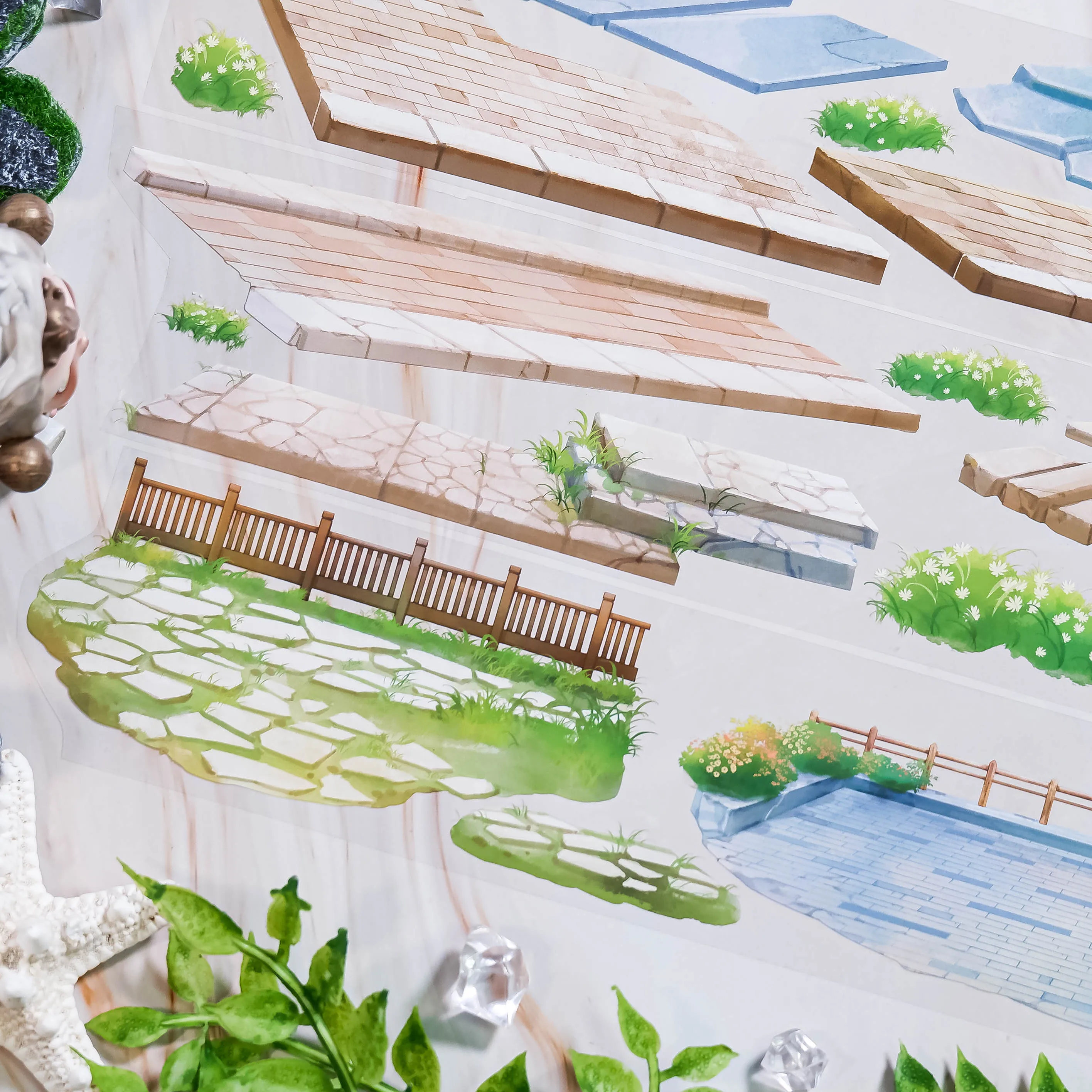 

Daxiangjun is on the way, land-based tape PET white ink, landscaping grass, basic pavement platform