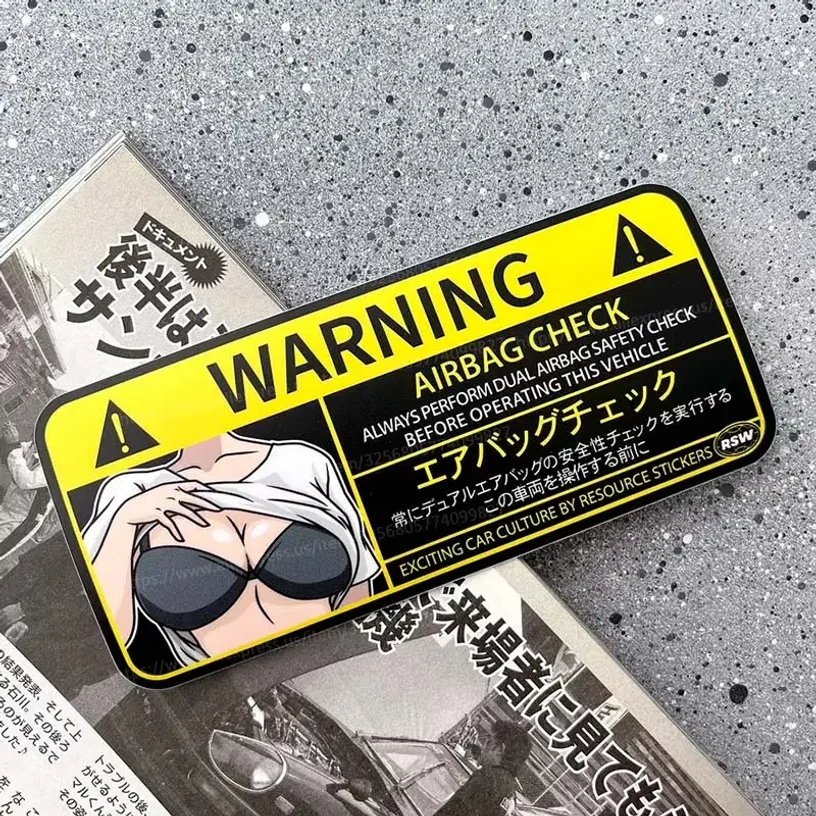 Cartoon Anime Airbag-Warnung Aufkleber Wasserdichte Vinyl-Sticker Selbstklebende Auto-Außen- und Innendekor-Accessoires