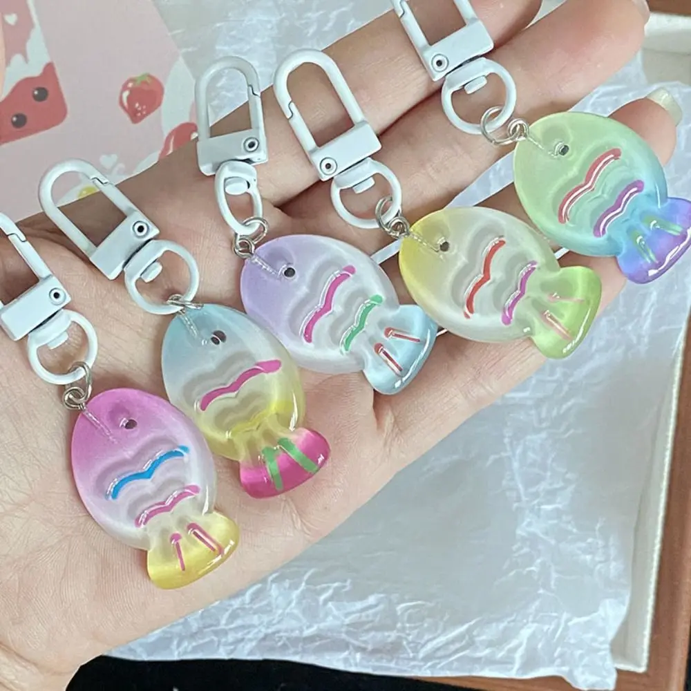 Resin Colorful Little Fish Keychain Korean Style Transparent Cartoon Fish Keyring Candy Color Cute Bag Pendant Hanging Accessory