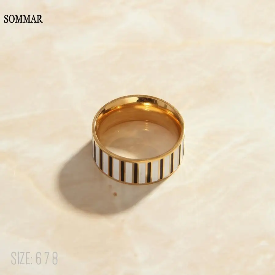 SOMMAR-Anillo de cola chapado en oro para mujer, talla 6 7 8, piano Blanco y Negro, modelado, precios en euros, joyería de lujo