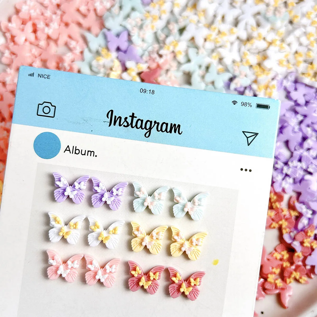 20個入り 3Dシミュレーション クリエイティブ スイートバタフライ ネイルチャーム 多色展開 ノベルティ 4羽の蝶 レジンネイルアートデコレーション DIY用