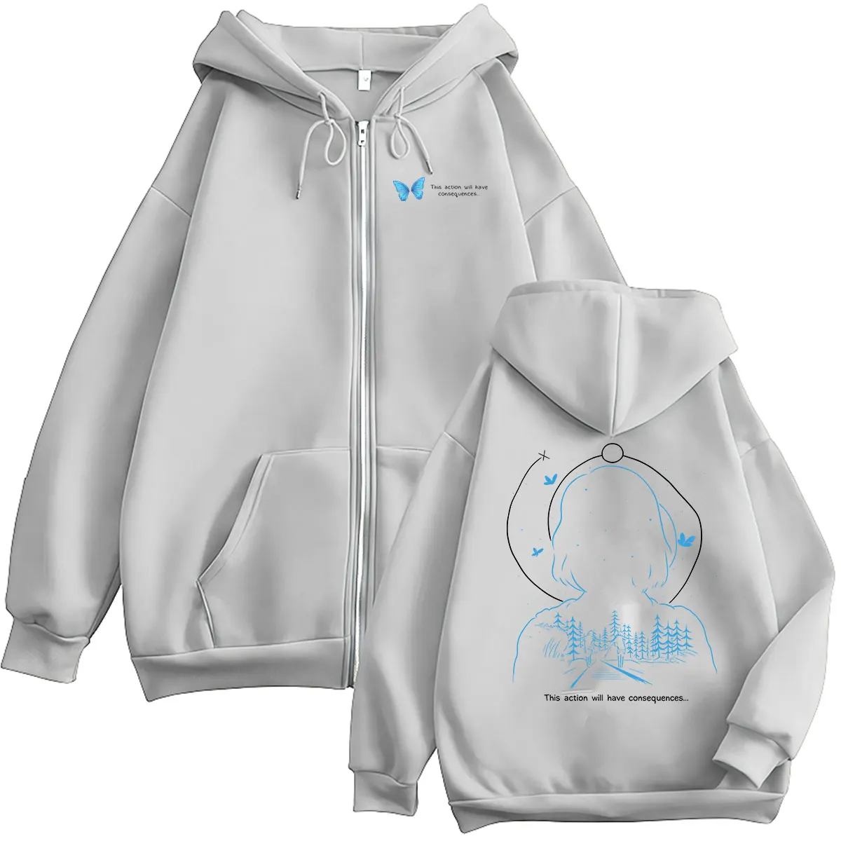 Game Life Is Strange Print Reißverschluss-Hoodie für Herren und Damen, langärmelig, modische Kleidung, Sweatshirt, Retro-Ästhetik, Pullover mit Kapuze – Detail 7