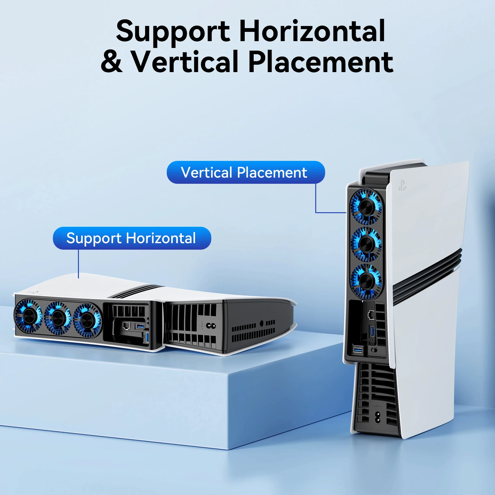 PS5 Pro 디스크 및 디지털 에디션용 냉각 팬 //지능형 온도 제어 모드 및 이중 속도 냉각 및 고속 냉각 및 확장