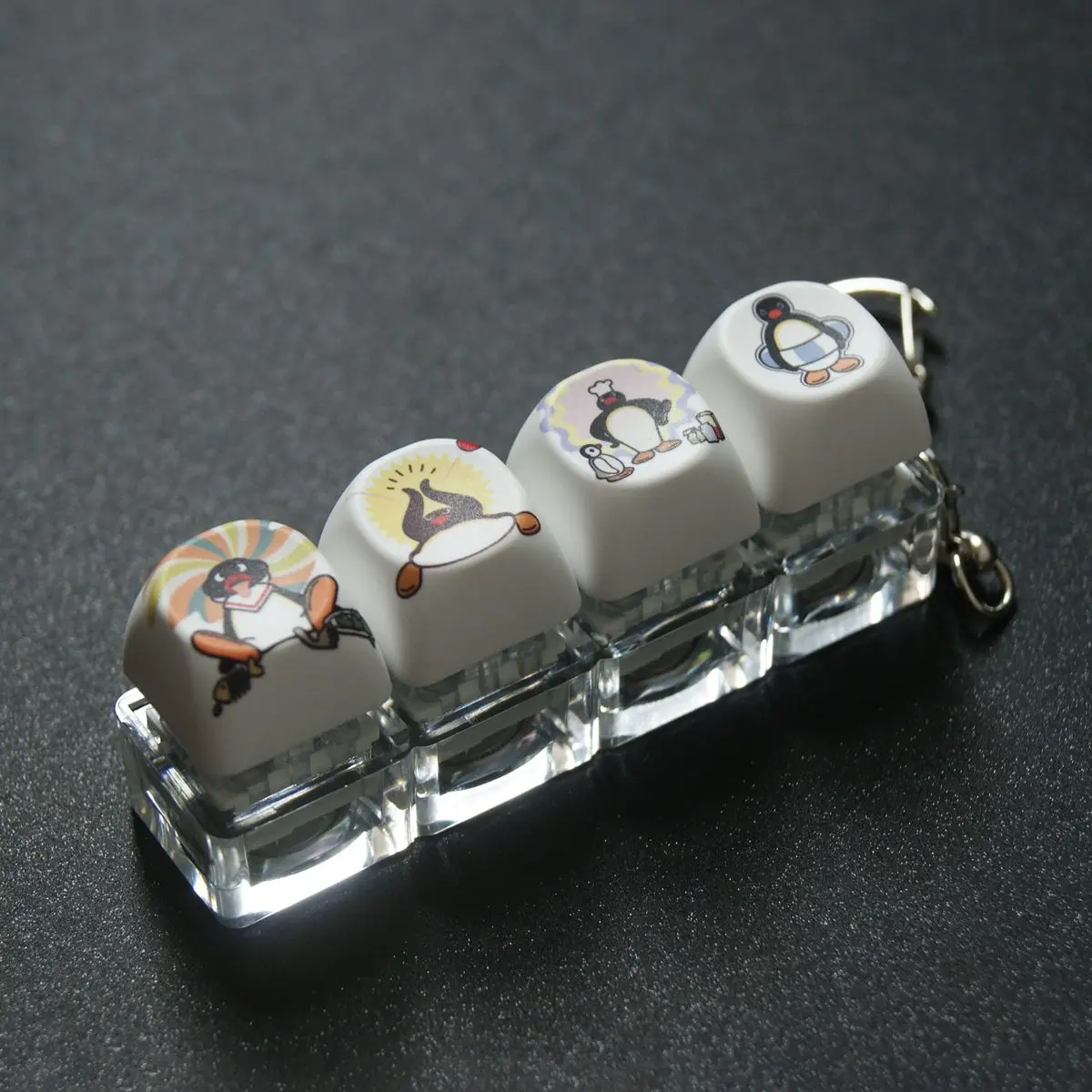 MAIMOOO Cute Penguin Keychain Kawaii Pingu Keycap Creative Mechanical Keyboard Switch Tester Fidget Toy Backpack Pendant Keyring