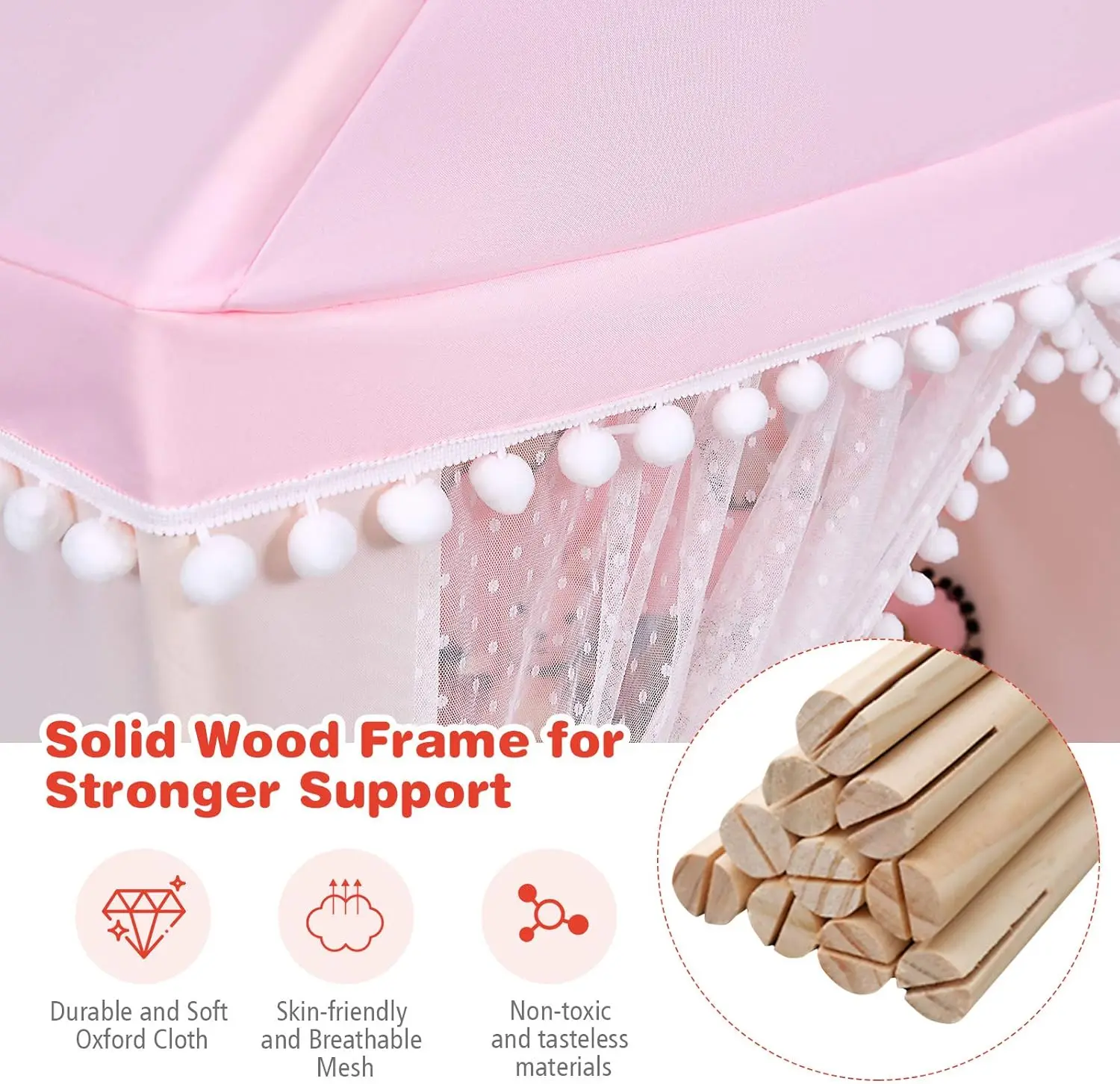 Casa de juegos interior para niños, tienda de campaña de hadas con castillo de juegos para niños con tapete grande y cómodo, cortina y ventanas transpirables, estilo en la azotea