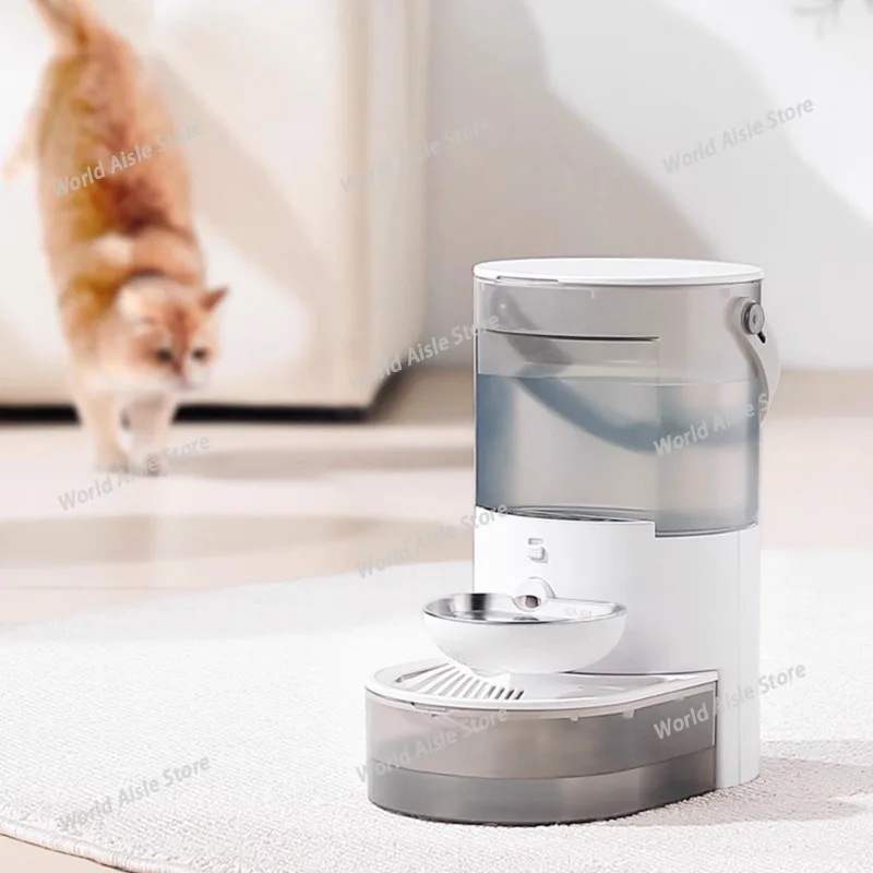 Stainless Steel Cat and Dog Water Fountain Automatic Self-Cleaning Pet Water Fountain with Rotary Flush Battery Powered