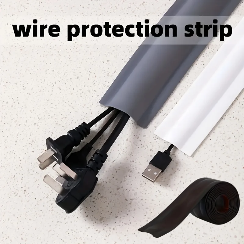 Cable Cover Protector PVC Self-Adhesive Wire Protection Strip Wear Resistant Prevent Trip Wall And Floor Wire Organizer For Home