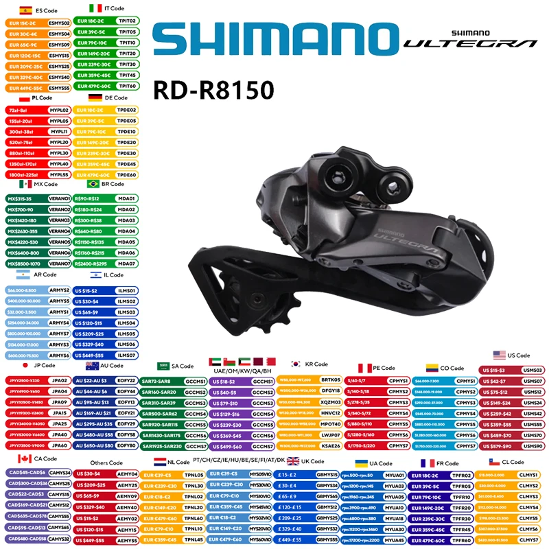 Shimano ultra di2 RD-R8150 2x12 velocidade shimano shadow rd desviador traseiro escondido para bicicleta de estrada para r8170 conjunto original shimano