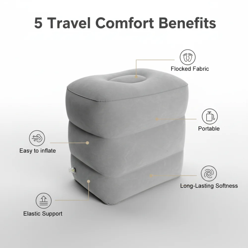 Inflatable Three Layer Mat Air Foot Rest Mattress for Sleep Travel Bed Portable Comfortable Mat