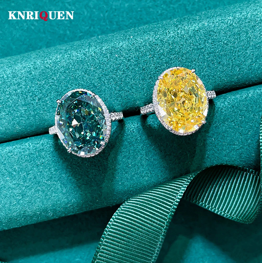 Women's 100% 925 Sterling Silver 12*16mm Mint Green Tourmaline Topaz Rings Charms Gemstone Wedding Party Band Fine Jewelry Gift