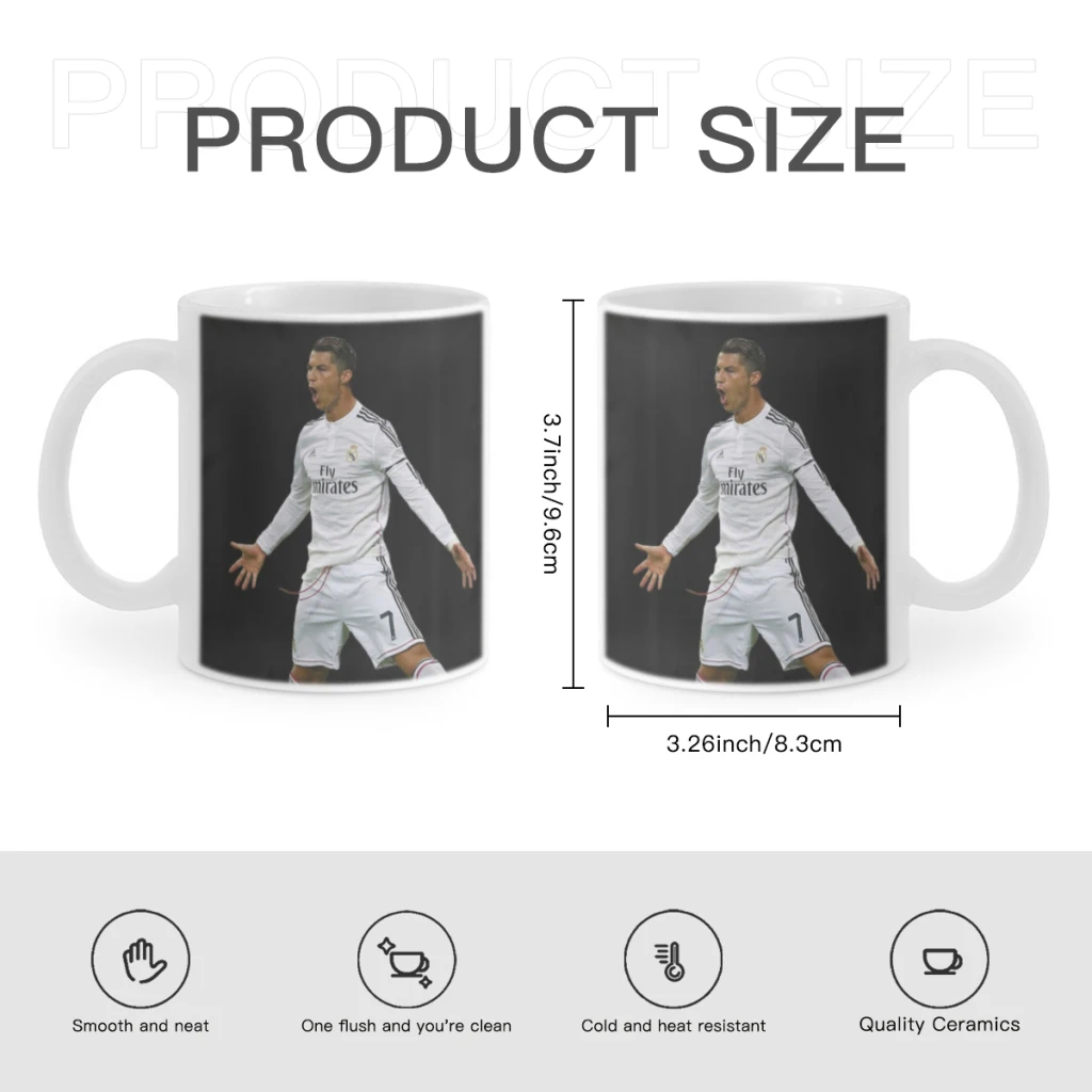 Cristiano-Ronaldo-11oz Afternoon Tea Mug Multifunctional Ceramic Coffee Mug Porcelain Coffee Cup Drinking Cup For Home