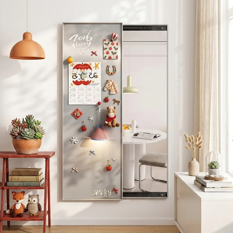 Modern simple mirror full body push-pull hidden full-length mirror upper wall magnetic suction wall decorative painting