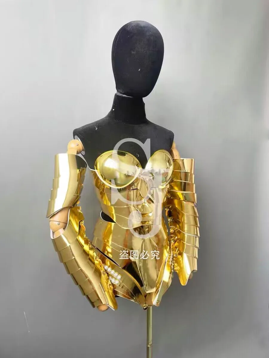 Future Show Gold Armor Luxury Women Singer Stage Costume Nightclub Bar festival carnival Outfit