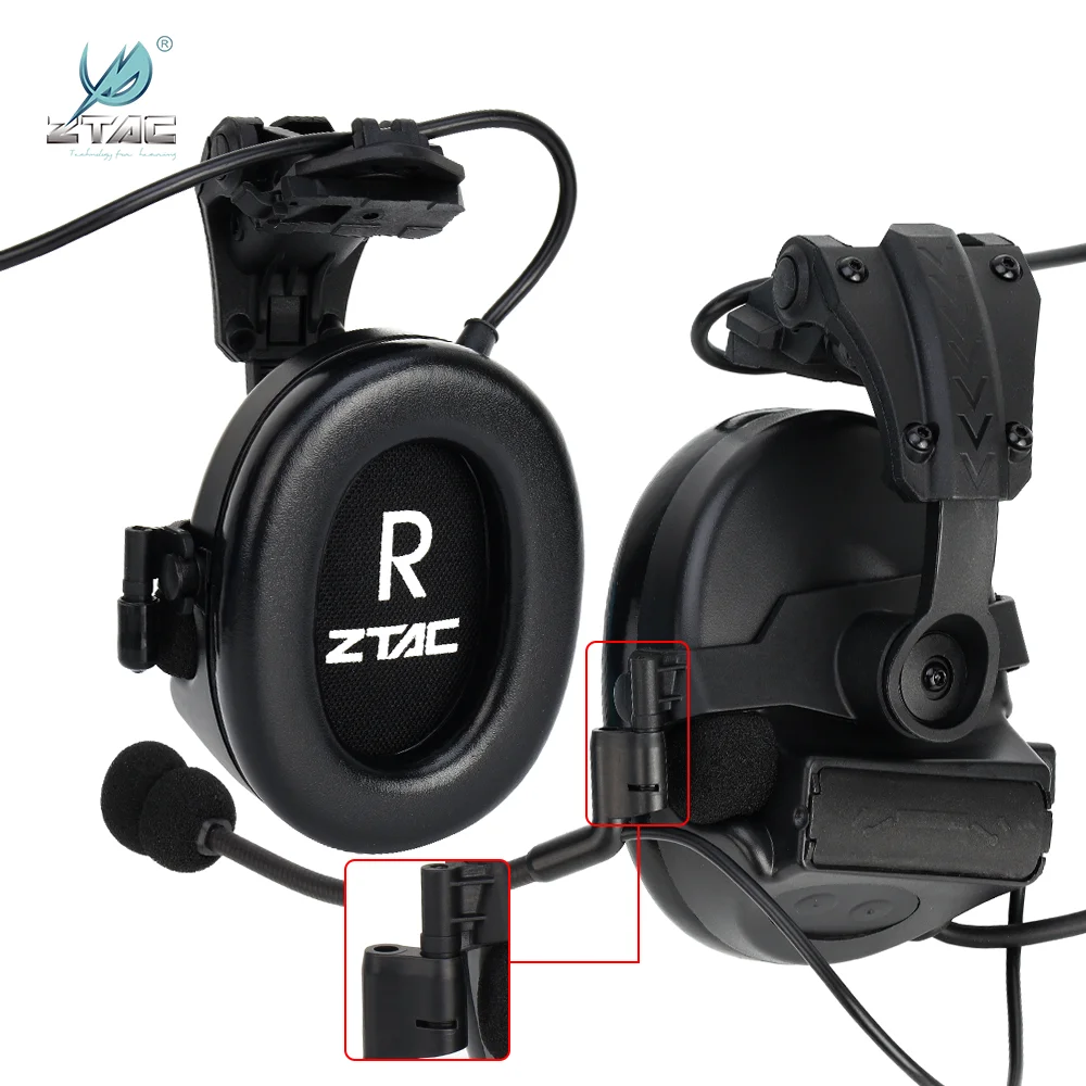 ZTAC-Tactical Helmet Headset, Pelto Comta II, ARC Rail, Redução de Ruído, Captador para Capacete, Adapter Mount, Caça, Novo, 2 em 1