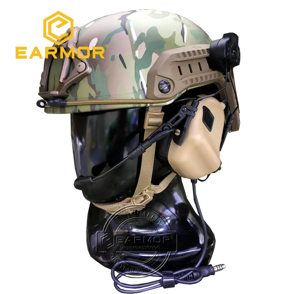 EARMOR M32H MOD3 Military Tactical Headset ARC Rail Adapter Set Noise Canceling Aviation Communication Softair Headphones 2