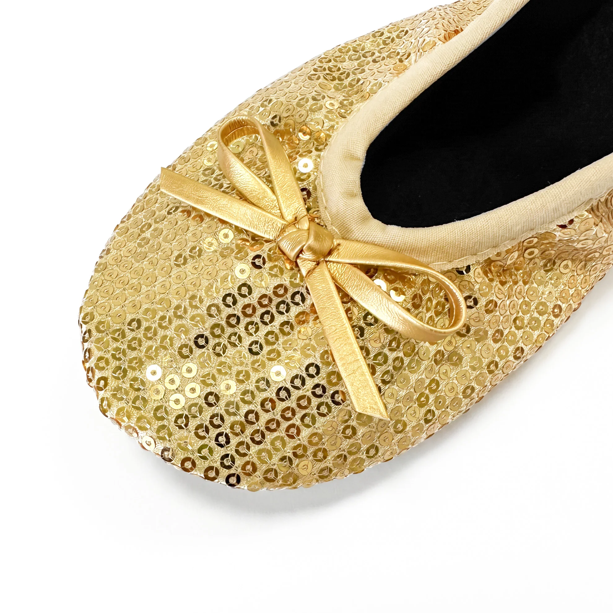 Faltbare, tragbare Ballettschuhe für Damen mit passender Tragetasche. Ideal für Reisen, Hochzeiten, Pendeln, Autofahren und Partys. – Detail 2