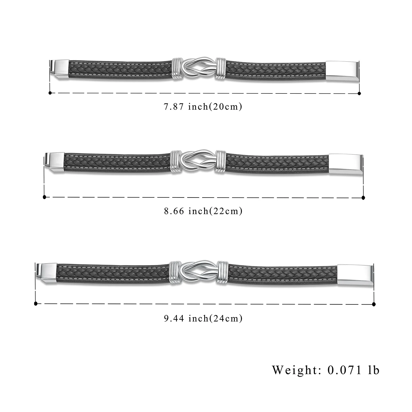 Leather Bangle Knot Locket Men Urn Bracelet Memorial For Human/Pet Ashes Customized Cremation Jewelry