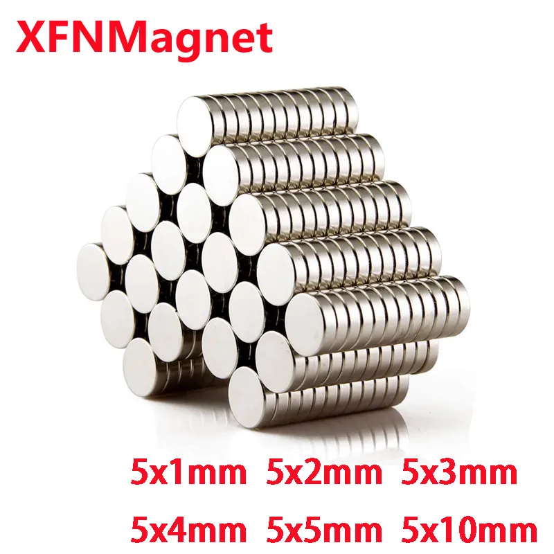 5x1 5x2 5x3 5x4 5x5มม. แม่เหล็กนีโอดิเมียมที่แข็งแกร่งถาวร NdFeB N52แผ่นแม่เหล็กที่มีประสิทธิภาพสูงแม่เหล็กถาวรกลม Samll