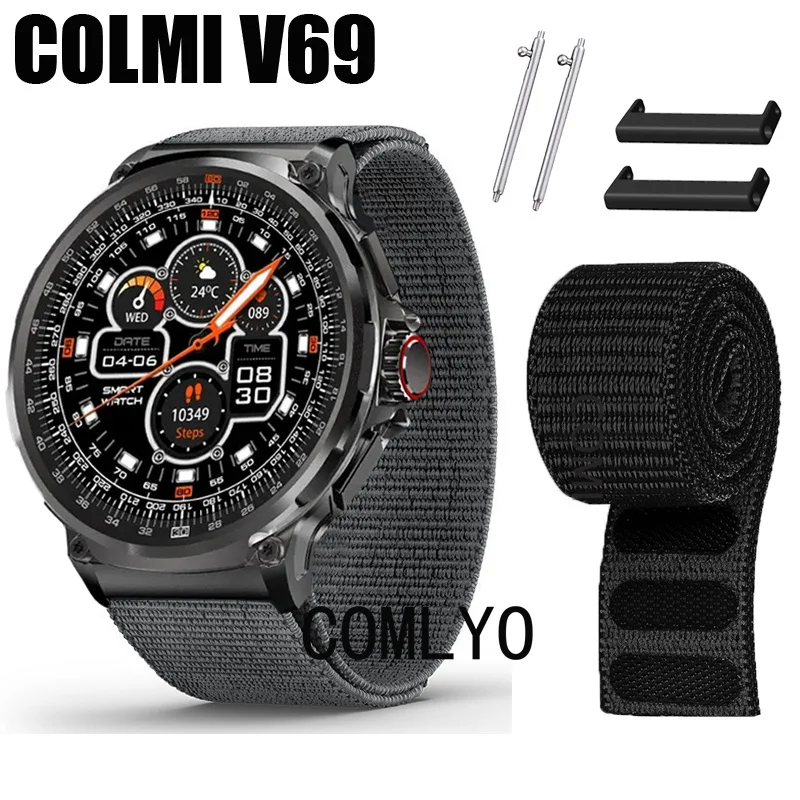 NEW Watchband for COLMI V69 Strap Nylon Watch Band Hook&Look Soft belt Screen Protector Film