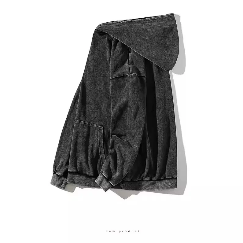 Men Washed Pure Cotton To Do Old Hoodie Men\'s Instagram Fashion Brand Retro Spring and Autumn European and American Coat