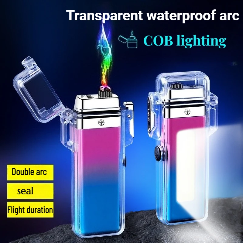 

New Transparent Arc Lighting Charging Lighter Type-c Fast Charging Waterproof Outdoor Barbecue Pulse Windproof Cigarette Lighter