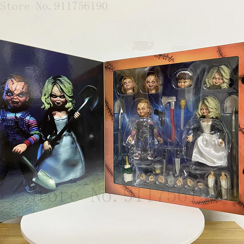 

NECA Bride Of Chucky Tiffany Action Figures Gets Lucky Horror Toys Chucky & Tiffany Halloween Christmas Gift