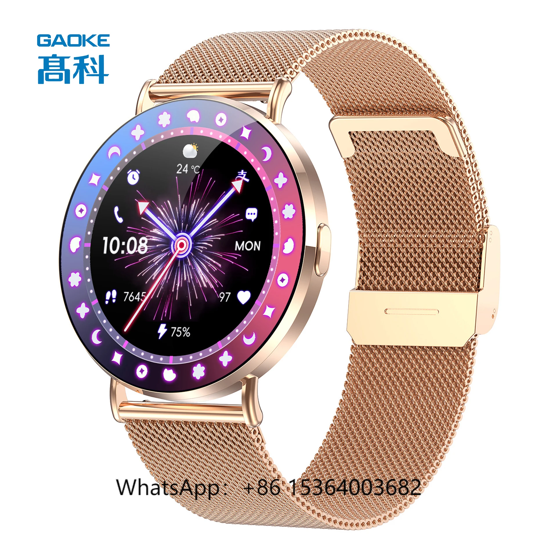 

TJXL-GAOKE X2 Fashion ultra Thin Lady Smart Watch for Women Waterproof Connected Watch High Quality Smart Watch Round