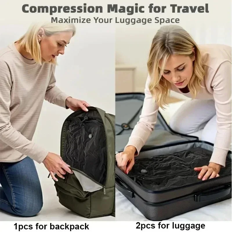 17L Outdoor Vacuum Storage Bag with Air Pump, Reusable Compression Bag for Travel Backpack Luggage gallery 5