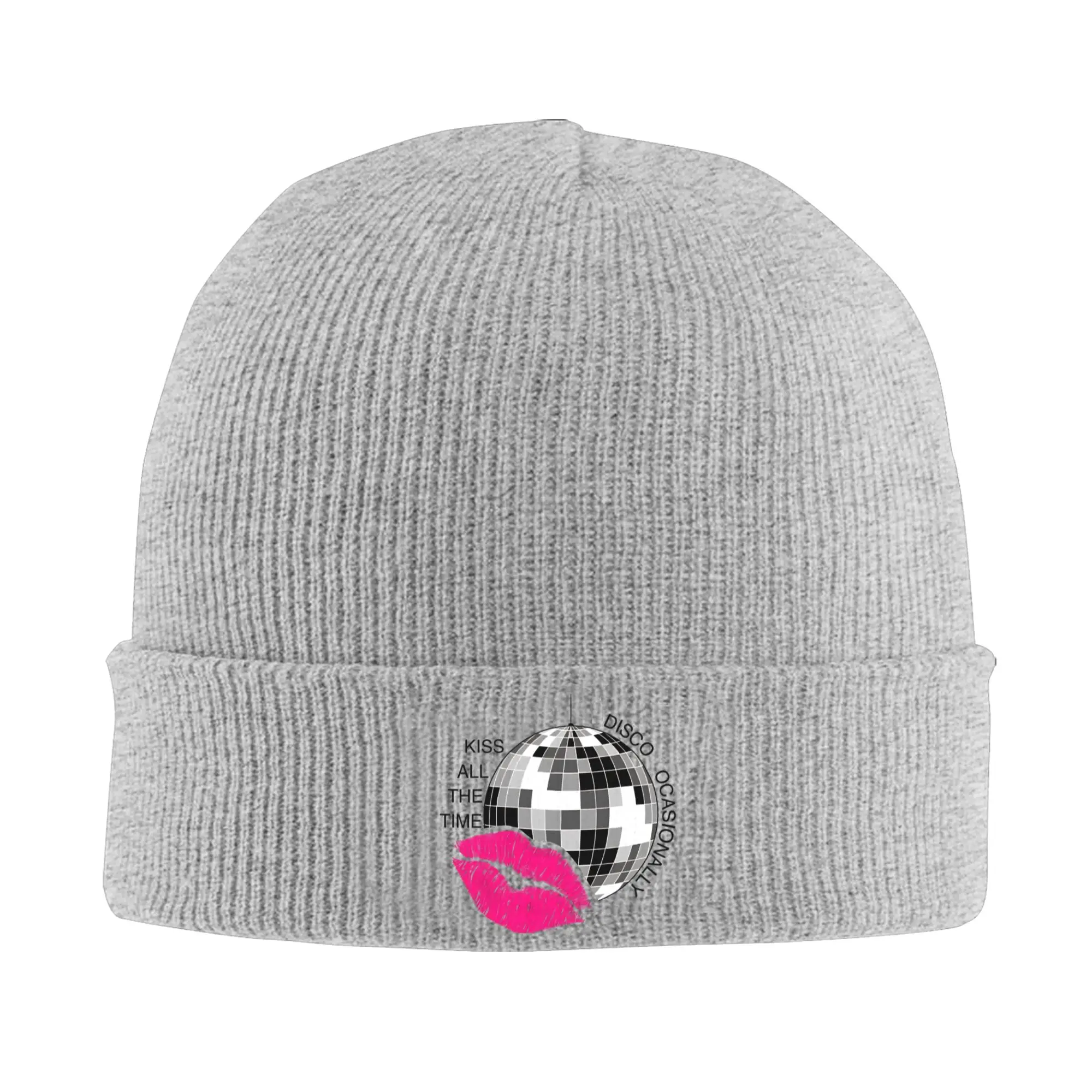 Kiss & Disco  Kiss All The Time Disco Knit Hat Beanies Autumn Winter Hat Warm Unisex  Casual Muisc Caps for Men Women Gift,