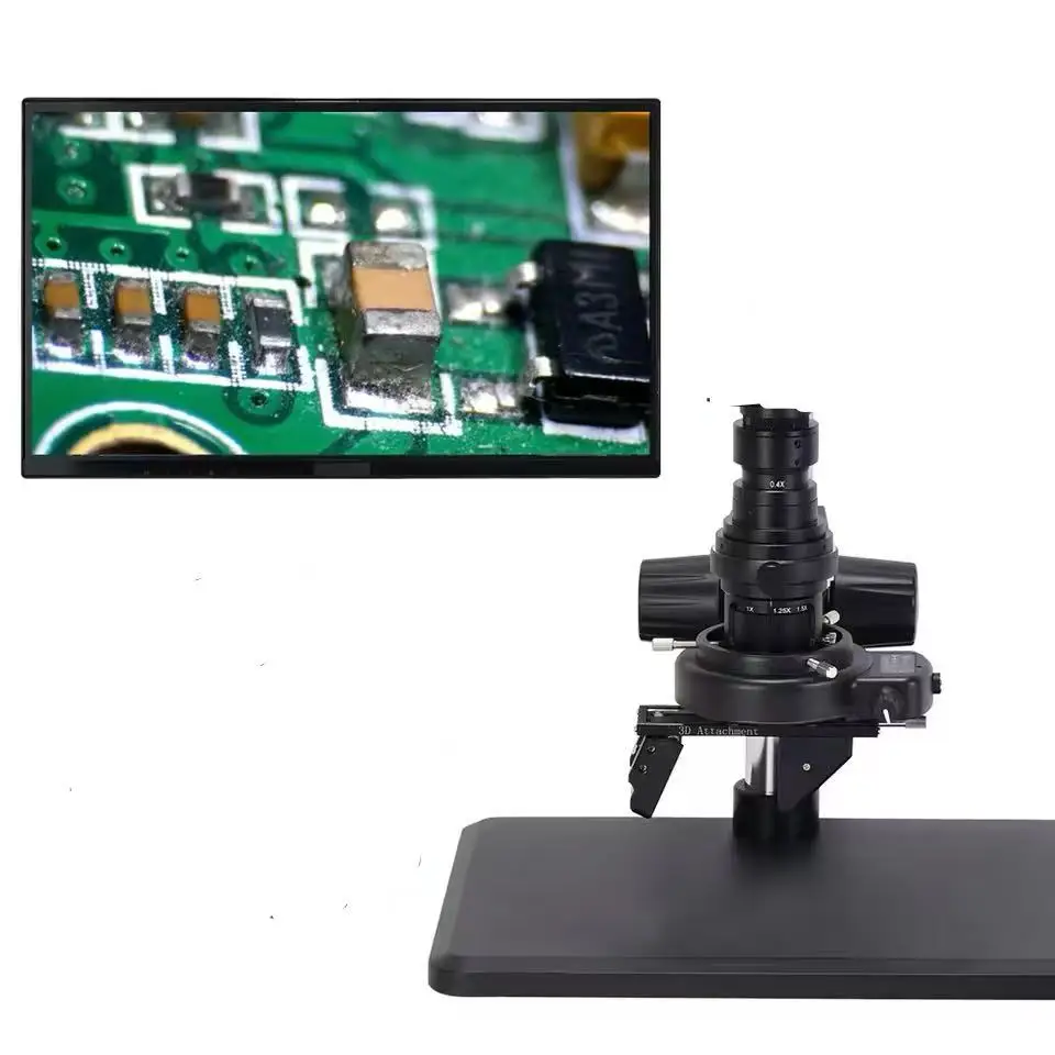 0.7X-5X Adjustable Continuous Zoom Lens 3D 2D FHD Digital Microscope for Industry Digital HDMI VGA USB Video Camera Microscope