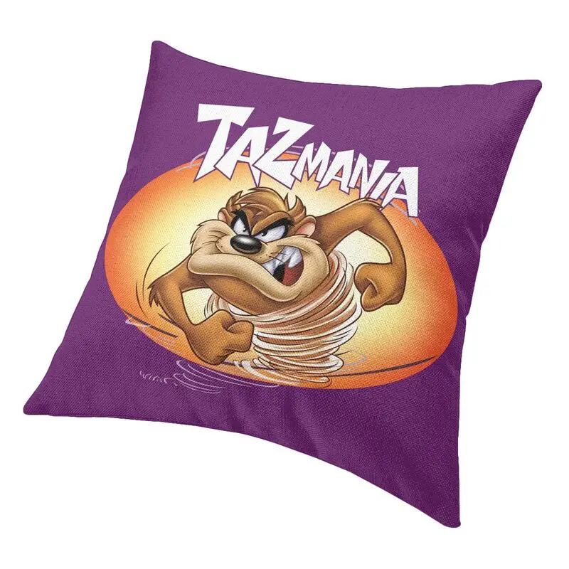 Taz Mania Tasmanian Devil Cushion Covers Sofa Home Decor Cartoon Comic Square Pillow Cover 40x40cm