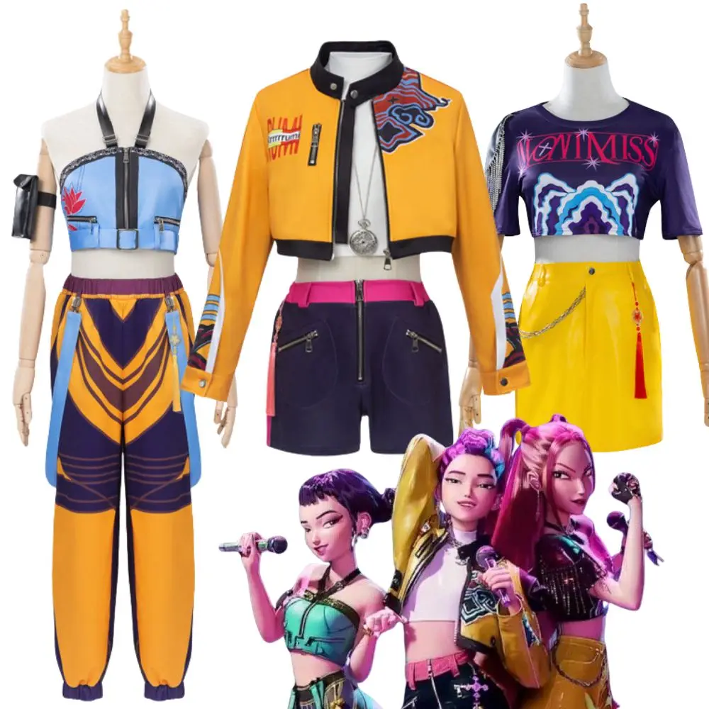 Kpop شيطان الصيادين رومي زوي ميرا تأثيري المرأة زي تمويه للكبار الإناث الفتيات لعب الأدوار ملابس هالوين كرنفال البدلة