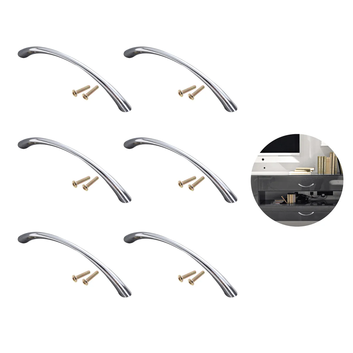 

10 Pcs Alloy Zinc Alloy Pull Knob Door Knobs 4 3 Inch Chrome Cupboard Arc Drawer Knobs Bin Wardrobe Hardware Accessories