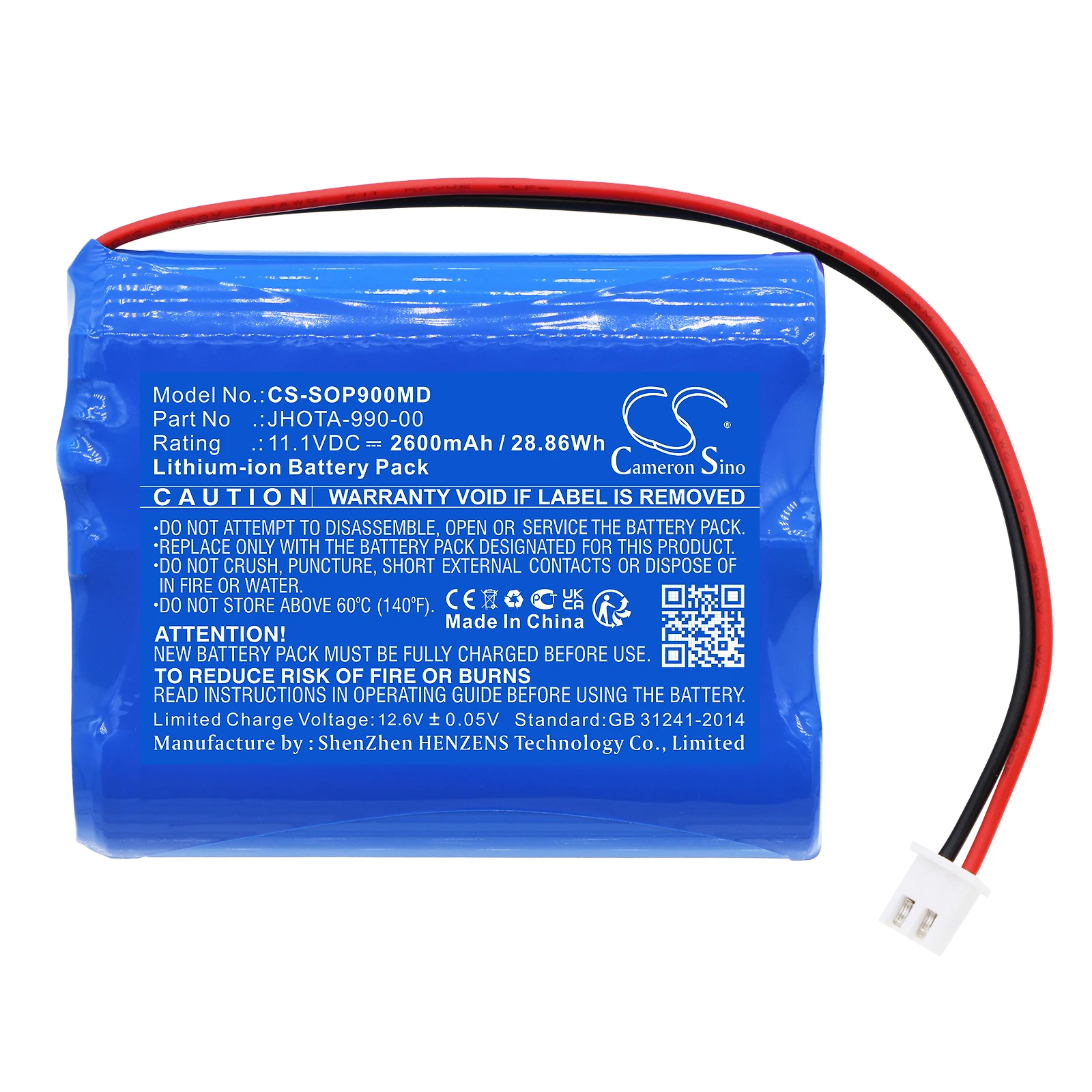 Medical 2600mAh Battery For Szosen OIP-900 JHOTA-990-00 Cameron Sino