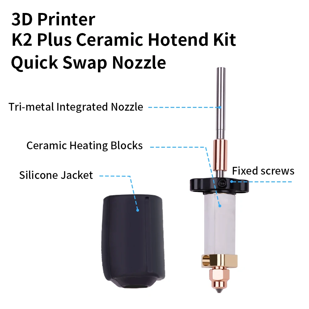 For Creality K2 Plus Hotend Ceramic Heating Block Kit 0.4mm All-metal Integrated Quick Swap Nozzle 350°C for Creality K2P Combo。