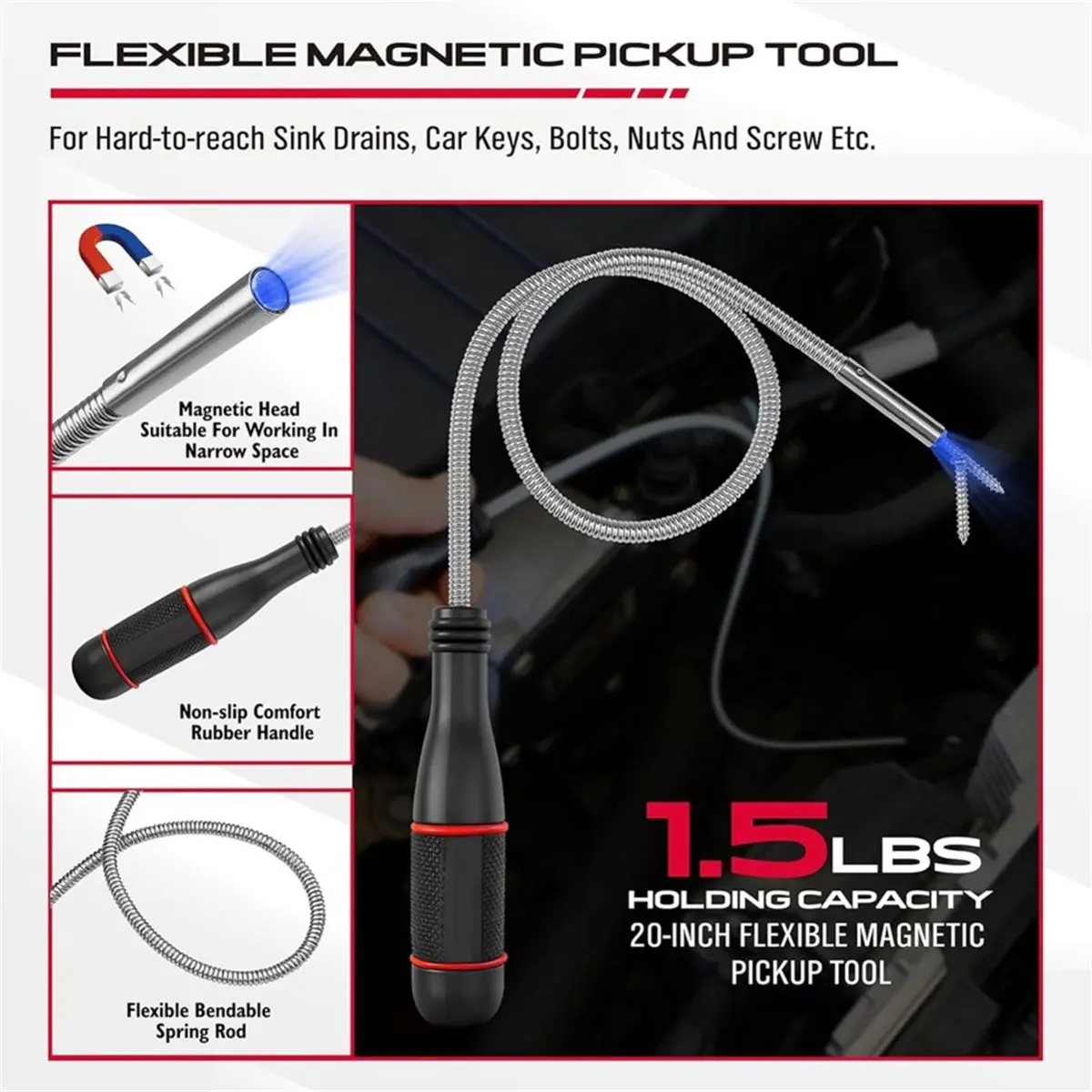 2026 New 4-Piece Telescoping Magnetic Pickup Tools Set: 31in Portable Magnetic Pickup Stick, 25in Pen-Style Magnetic Pickup Tool